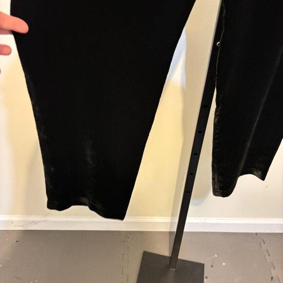 Eileen Fisher Washable Velvet Black Silk Blend High Rise Wide Leg Pants - Picture 5 of 8